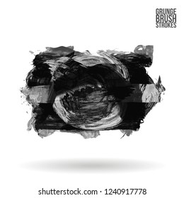 Grey  brush stroke and texture. Grunge vector abstract hand - painted element. Underline and border design.