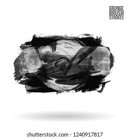 Grey  brush stroke and texture. Grunge vector abstract hand - painted element. Underline and border design.
