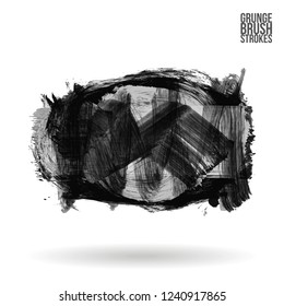 Grey  brush stroke and texture. Grunge vector abstract hand - painted element. Underline and border design.