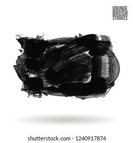 Grey  brush stroke and texture. Grunge vector abstract hand - painted element. Underline and border design.