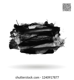 Grey  brush stroke and texture. Grunge vector abstract hand - painted element. Underline and border design.