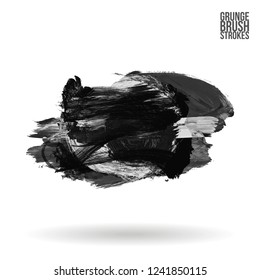 Grey  brush stroke and texture. Grunge vector abstract hand - painted element. Underline and border design.