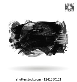 Grey  brush stroke and texture. Grunge vector abstract hand - painted element. Underline and border design.