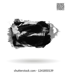 Grey  brush stroke and texture. Grunge vector abstract hand - painted element. Underline and border design.