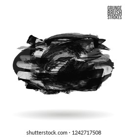 Grey  brush stroke and texture. Grunge vector abstract hand - painted element. Underline and border design.