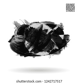 Grey  brush stroke and texture. Grunge vector abstract hand - painted element. Underline and border design.