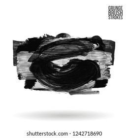 Grey  brush stroke and texture. Grunge vector abstract hand - painted element. Underline and border design.
