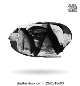 Grey  brush stroke and texture. Grunge vector abstract hand - painted element. Underline and border design.