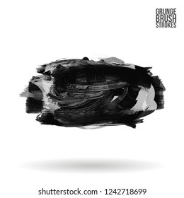Grey  brush stroke and texture. Grunge vector abstract hand - painted element. Underline and border design.