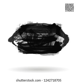 Grey  brush stroke and texture. Grunge vector abstract hand - painted element. Underline and border design.