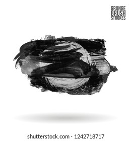 Grey  brush stroke and texture. Grunge vector abstract hand - painted element. Underline and border design.