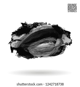 Grey  brush stroke and texture. Grunge vector abstract hand - painted element. Underline and border design.