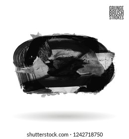 Grey  brush stroke and texture. Grunge vector abstract hand - painted element. Underline and border design.