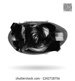 Grey  brush stroke and texture. Grunge vector abstract hand - painted element. Underline and border design.