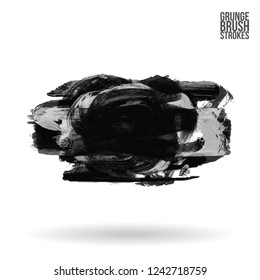Grey  brush stroke and texture. Grunge vector abstract hand - painted element. Underline and border design.