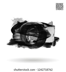 Grey  brush stroke and texture. Grunge vector abstract hand - painted element. Underline and border design.
