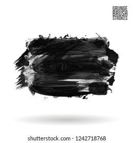 Grey  brush stroke and texture. Grunge vector abstract hand - painted element. Underline and border design.