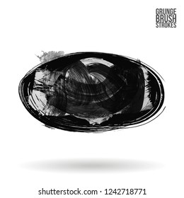 Grey  brush stroke and texture. Grunge vector abstract hand - painted element. Underline and border design.