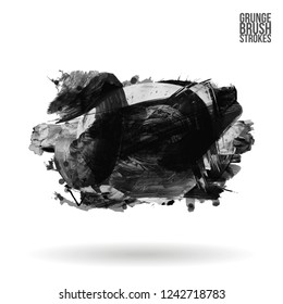 Grey  brush stroke and texture. Grunge vector abstract hand - painted element. Underline and border design.