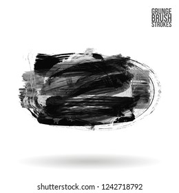 Grey  brush stroke and texture. Grunge vector abstract hand - painted element. Underline and border design.