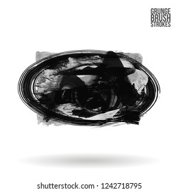 Grey  brush stroke and texture. Grunge vector abstract hand - painted element. Underline and border design.