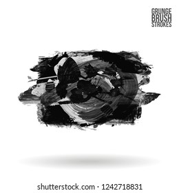 Grey  brush stroke and texture. Grunge vector abstract hand - painted element. Underline and border design.