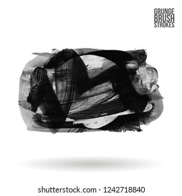 Grey  brush stroke and texture. Grunge vector abstract hand - painted element. Underline and border design.