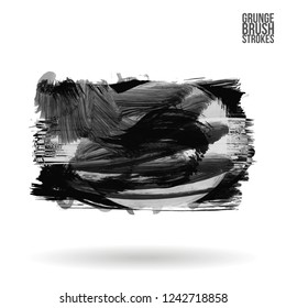 Grey  brush stroke and texture. Grunge vector abstract hand - painted element. Underline and border design.