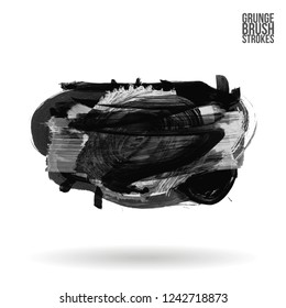 Grey  brush stroke and texture. Grunge vector abstract hand - painted element. Underline and border design.