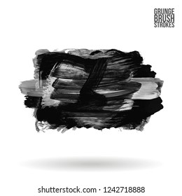 Grey  brush stroke and texture. Grunge vector abstract hand - painted element. Underline and border design.