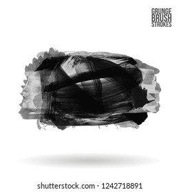 Grey  brush stroke and texture. Grunge vector abstract hand - painted element. Underline and border design.