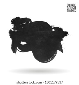 Grey brush stroke and texture. Grunge vector abstract hand - painted element. Underline and border design.