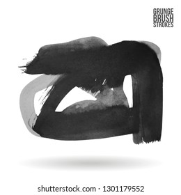 Grey brush stroke and texture. Grunge vector abstract hand - painted element. Underline and border design.