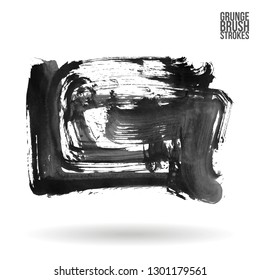 Grey brush stroke and texture. Grunge vector abstract hand - painted element. Underline and border design.