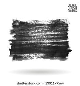 Grey brush stroke and texture. Grunge vector abstract hand - painted element. Underline and border design.
