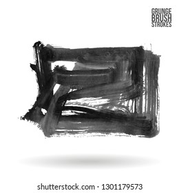 Grey brush stroke and texture. Grunge vector abstract hand - painted element. Underline and border design.