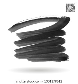Grey brush stroke and texture. Grunge vector abstract hand - painted element. Underline and border design.