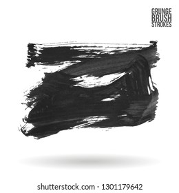 Grey brush stroke and texture. Grunge vector abstract hand - painted element. Underline and border design.