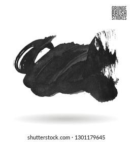Grey brush stroke and texture. Grunge vector abstract hand - painted element. Underline and border design.