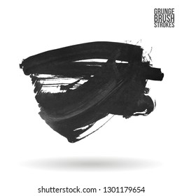 Grey brush stroke and texture. Grunge vector abstract hand - painted element. Underline and border design.
