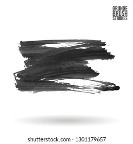 Grey brush stroke and texture. Grunge vector abstract hand - painted element. Underline and border design.