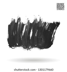 Grey brush stroke and texture. Grunge vector abstract hand - painted element. Underline and border design.