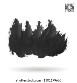 Grey brush stroke and texture. Grunge vector abstract hand - painted element. Underline and border design.