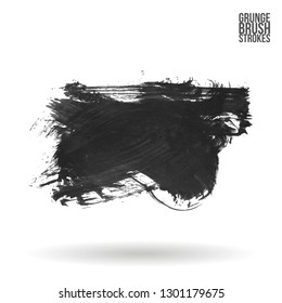Grey brush stroke and texture. Grunge vector abstract hand - painted element. Underline and border design.