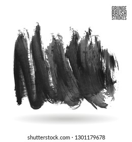 Grey brush stroke and texture. Grunge vector abstract hand - painted element. Underline and border design.