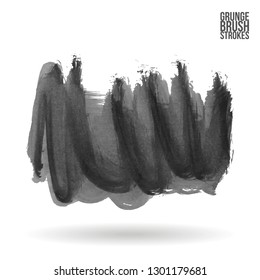 Grey brush stroke and texture. Grunge vector abstract hand - painted element. Underline and border design.