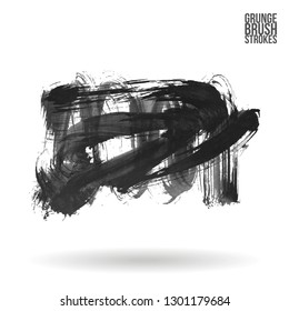 Grey brush stroke and texture. Grunge vector abstract hand - painted element. Underline and border design.