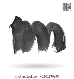 Grey brush stroke and texture. Grunge vector abstract hand - painted element. Underline and border design.