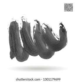 Grey brush stroke and texture. Grunge vector abstract hand - painted element. Underline and border design.