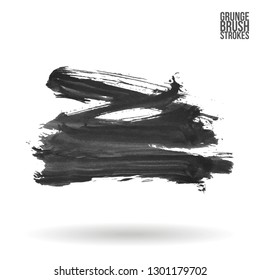Grey brush stroke and texture. Grunge vector abstract hand - painted element. Underline and border design.